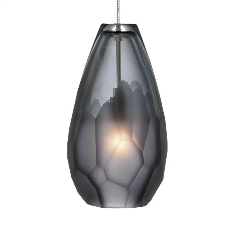 Briolette Pendant in Satin Nickel with Smoke glass Monopoint Bulb(s) Included