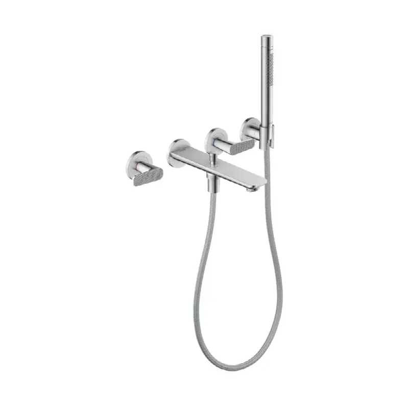 AXOR Citterio C 3-Hole Wall-Mounted Tub Filler with 1.75 GPM Handshower and Holder- Cubic Cut