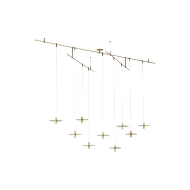 Mini Ponte Chandelier 9 Light Natural Brass 3000K 90 CRI integrated led 90 cri 3000k remote