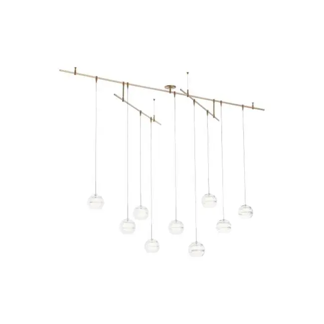 Sedona Pendant Chandelier 9 Light Clear Aged Brass LED 90 CRI 3000K 12V Remote