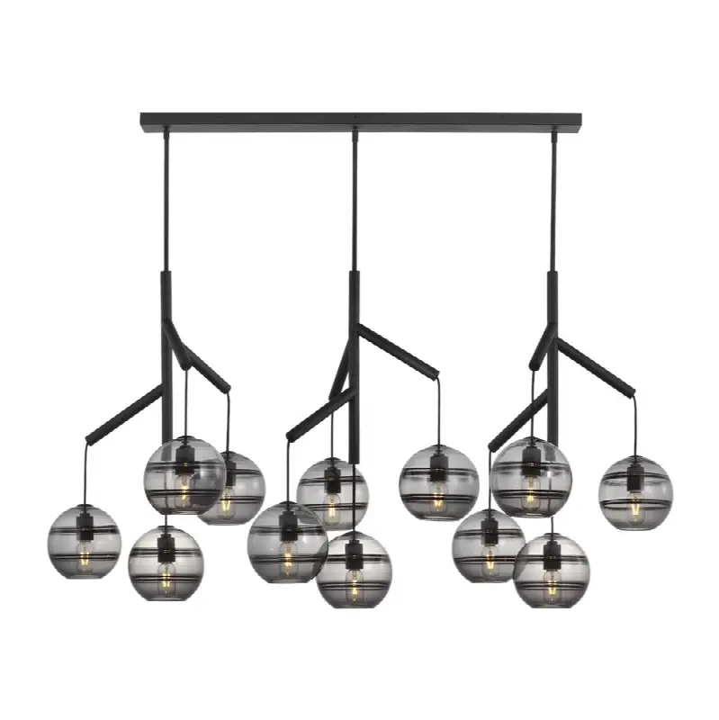 Sedona Triple Chandelier Triple Transparent Smoke Nightshade Black Bulb Not Included