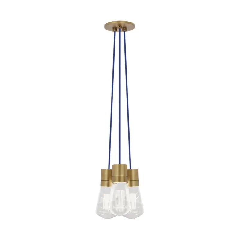 Alva Pendant 3-LITE Chandelier Blue Natural Brass 3000K 90 CRI LED 3000k 120v (t24)