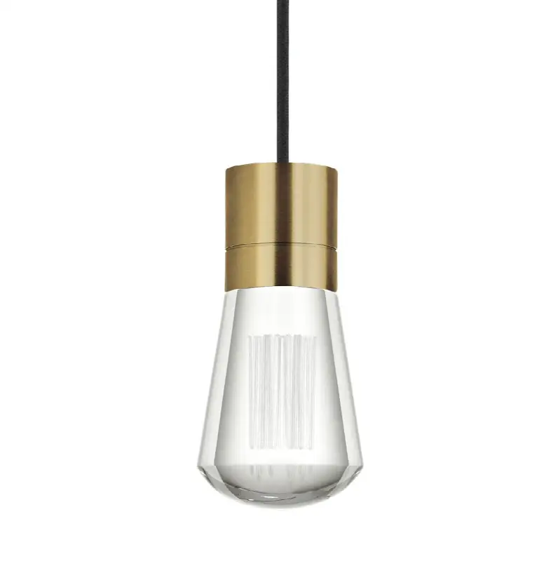 Alva 1-Light Pendant in Natural Brass with Black Cord 2700K