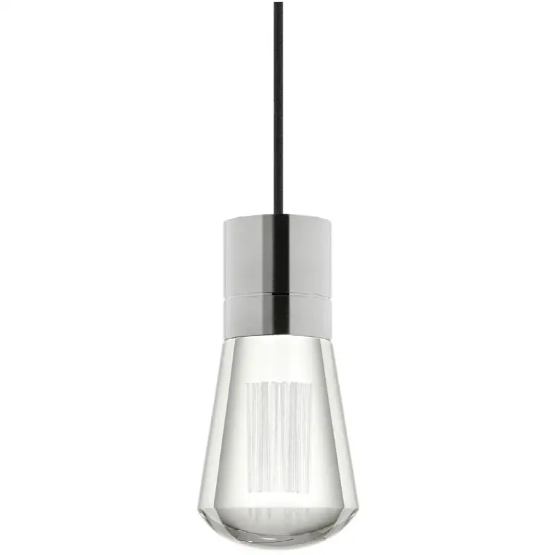 Alva 1-Light Pendant in Satin Nickel with Black Cord 2700K