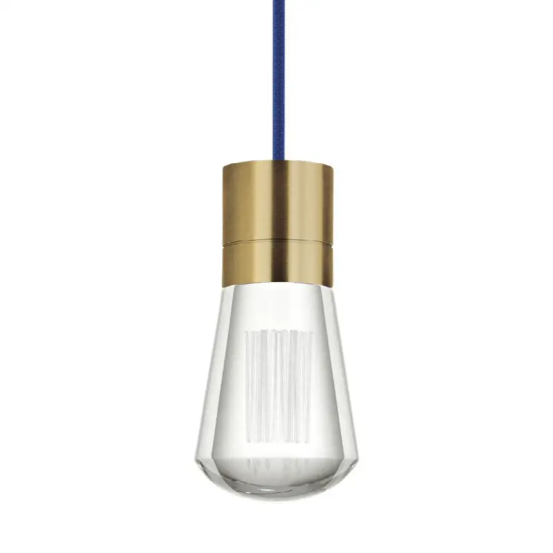 Alva 1-Light Pendant in Natural Brass with Blue Cord 3000-2200K