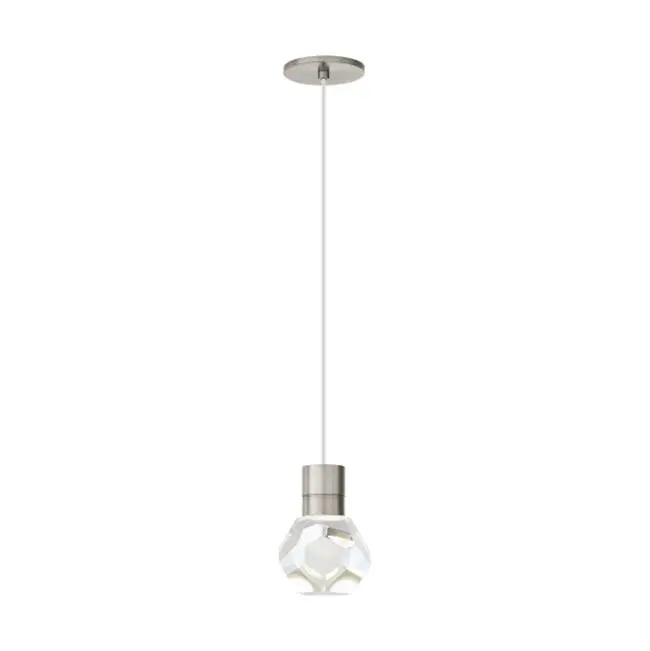 Kira Pendant 1-Light White Cord Satin Nickel Integrated LED 90 CRI 3000-2200K 120V