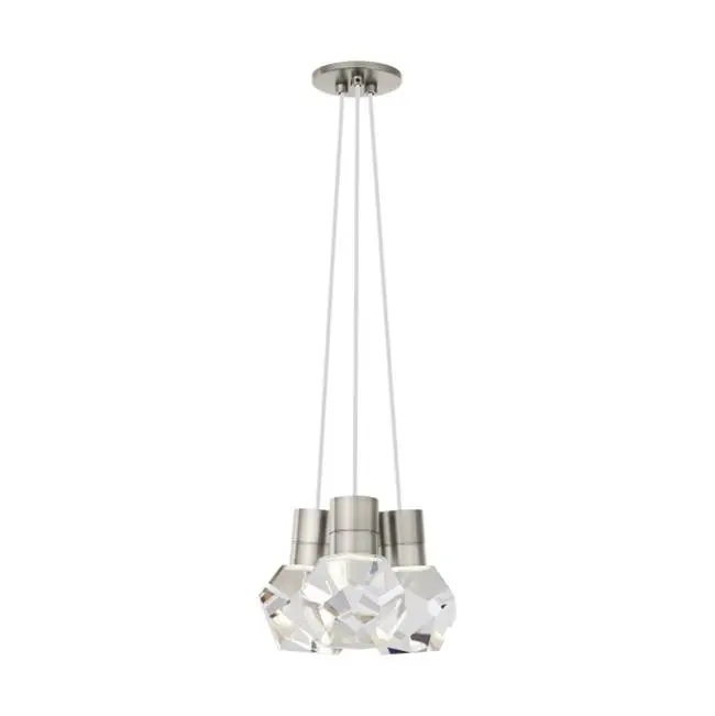 Kira Pendant 3-Light White Cord Satin Nickel Integrated LED 90 CRI 3000-2200K 120V