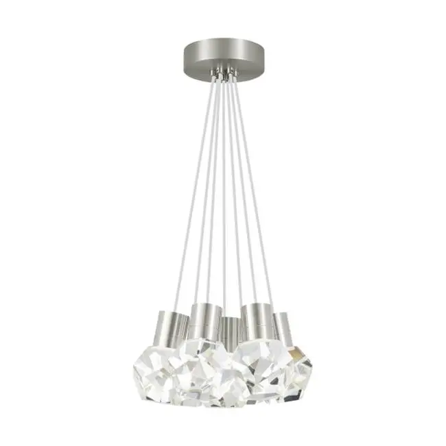 Kira Pendant 7-Light White Cord Satin Nickel Integrated LED 90 CRI 3000-2200K 120V