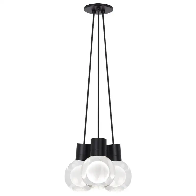 Mina 3-Light Chandelier in Black with Black Cord 2700K