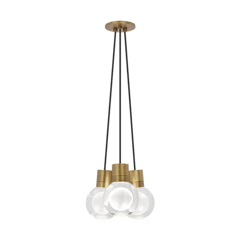 Mina 3-Light Chandelier in Natural Brass with Black Cord 2700K