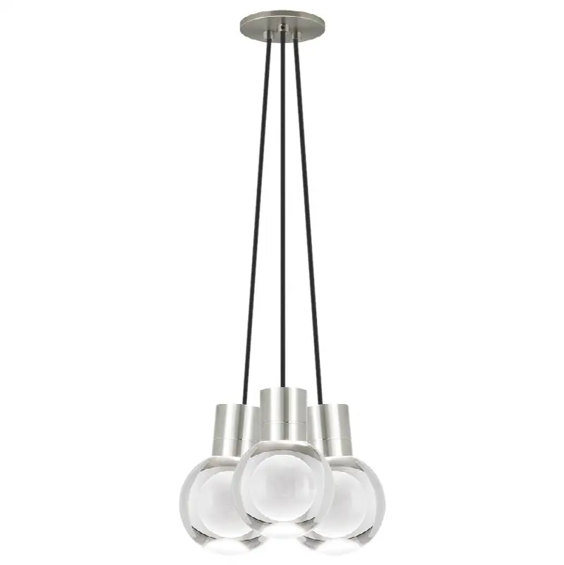 Mina 3-Light Chandelier in Satin Nickel with Black Cord 2700K