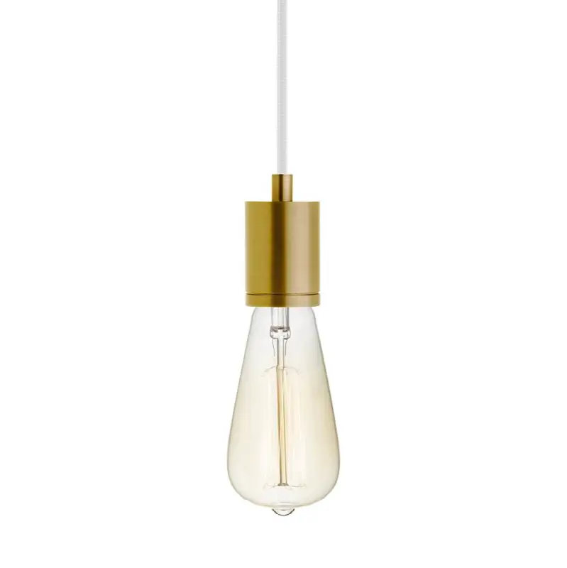 SoCo Pendant Modern Socket White Cord natural brass