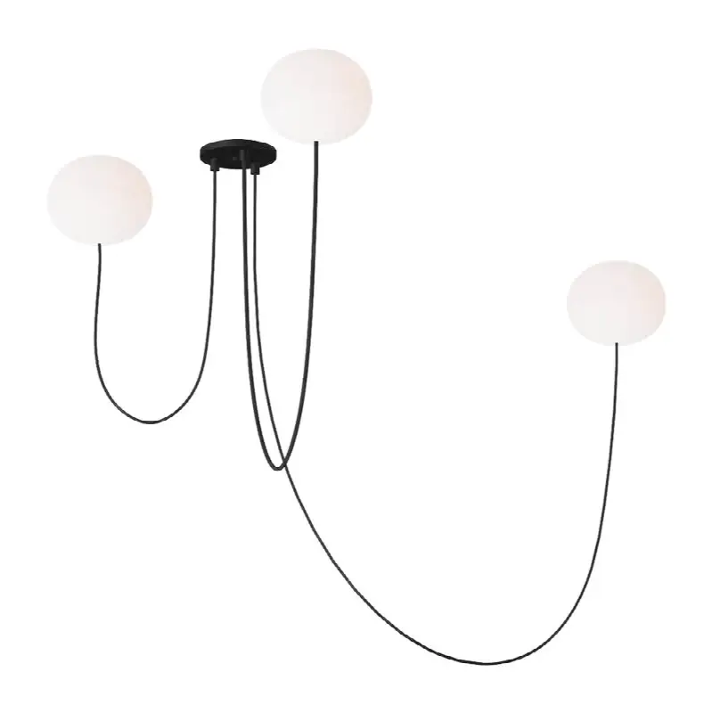 Helium Small 3 Light Chandelier Opal Etched Matte Black 2700K 90 CRI