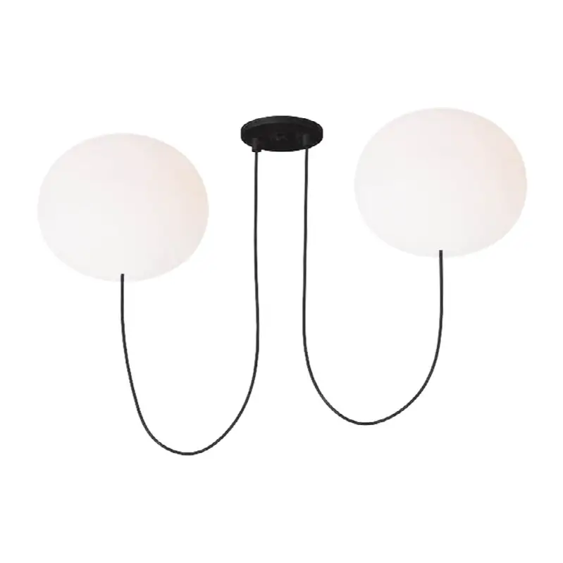 Helium Large 2 Light Chandelier Opal Etched Matte Black 2700K 90 CRI