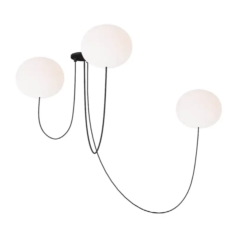 Helium Large 3 Light Chandelier Opal Etched Matte Black 2700K 90 CRI