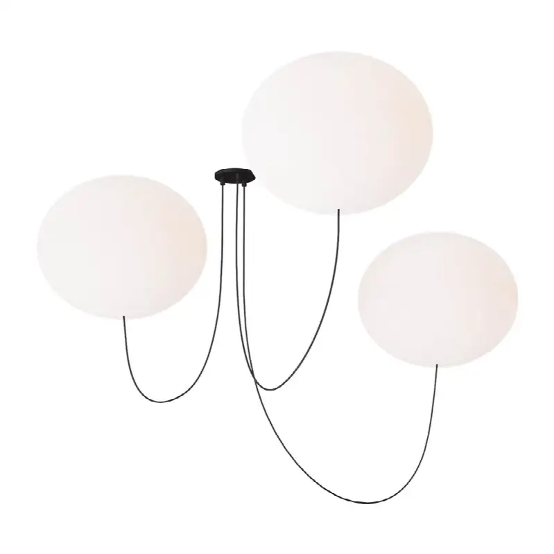 Helium X-Large 3 Light Chandelier Opal Etched Matte Black 2700K 90 CRI