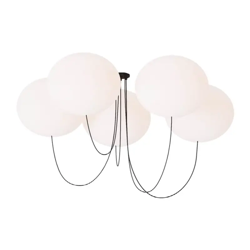 Helium X-Large 5 Light Chandelier Opal Etched Matte Black 2700K 90 CRI