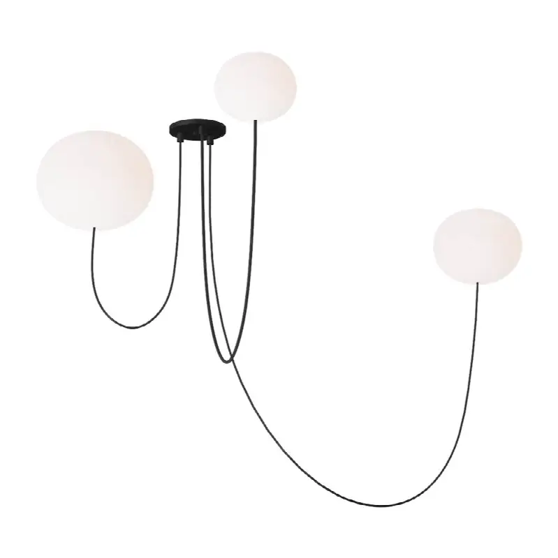 Helium Array 3 Light Chandelier Opal Etched Matte Black 2700K 90 CRI