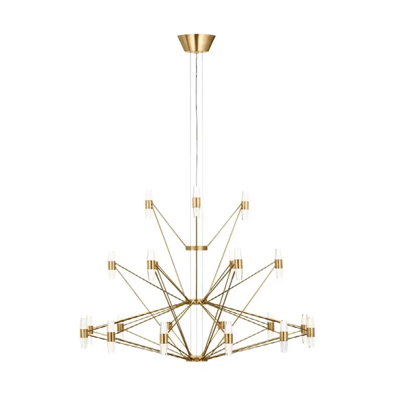 Lassell Three Tier Tall X-Large Chandelier in Natural Brass 2700K 120V