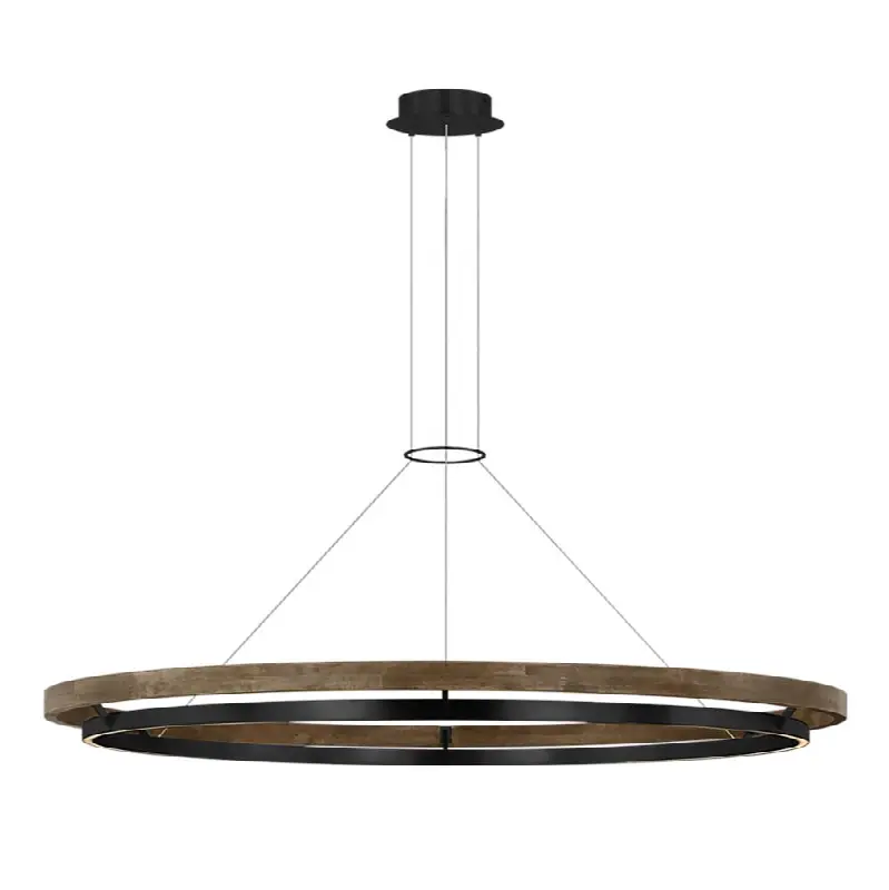 Grace 65 Chandelier Matte Black/weathered oak wood 3000K 90 CRI