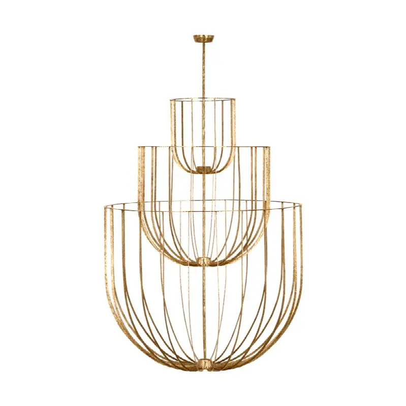 Sanchi Grande Three Tier Chandelier polished antique brass 2700K 90 CRI