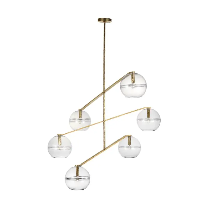Lowing Grande Chandelier in Clear Polished Antique Brass Bulb Not Included