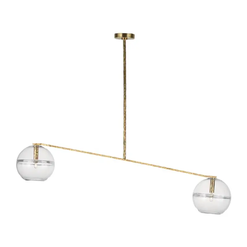 Lowing Medium Wide Chandelier Clear polished antique brass LED 2700K 90 CRI lamp