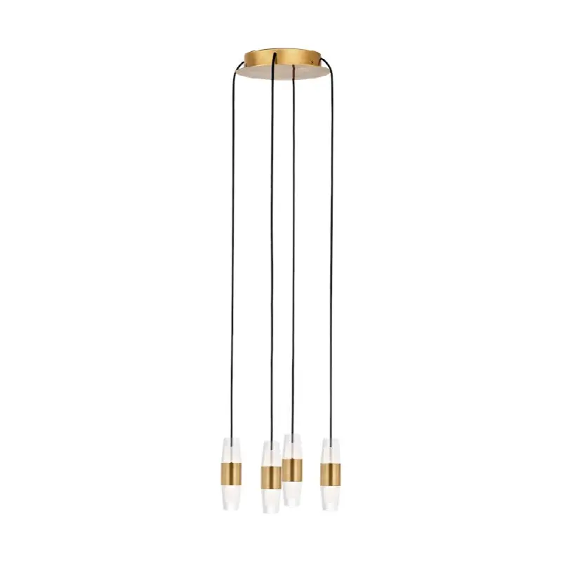 Lassell Short 4-Light Chandelier in Natural Brass 2700K 120V