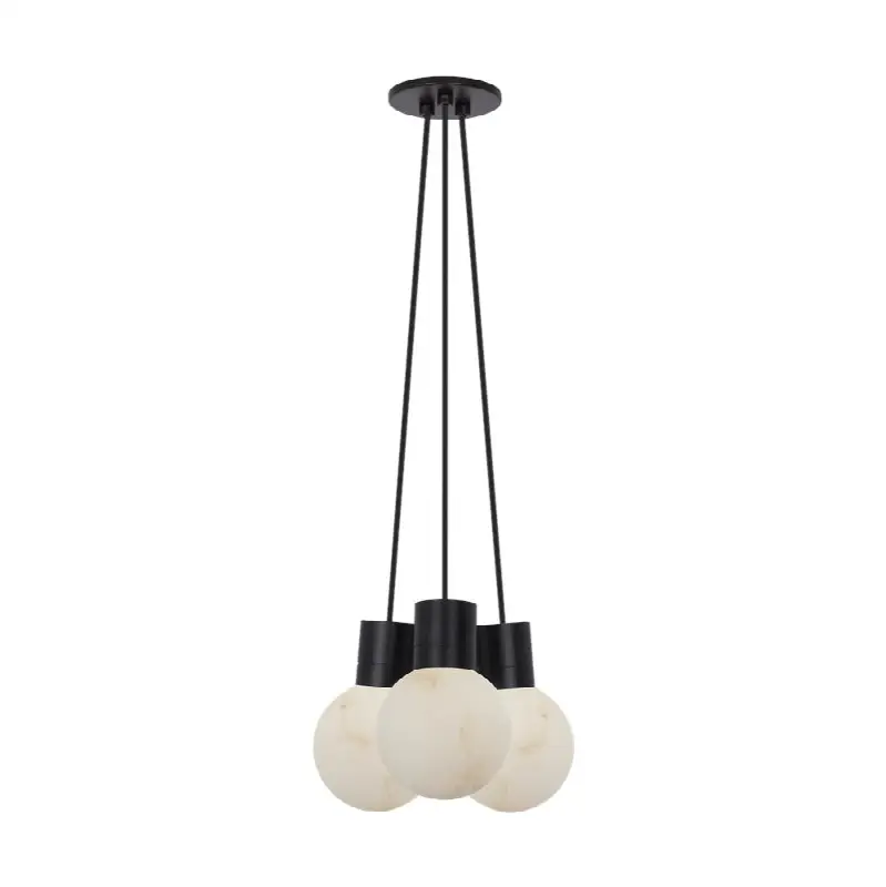 Mina Alabaster 3-Light Small Chandelier Black Cord