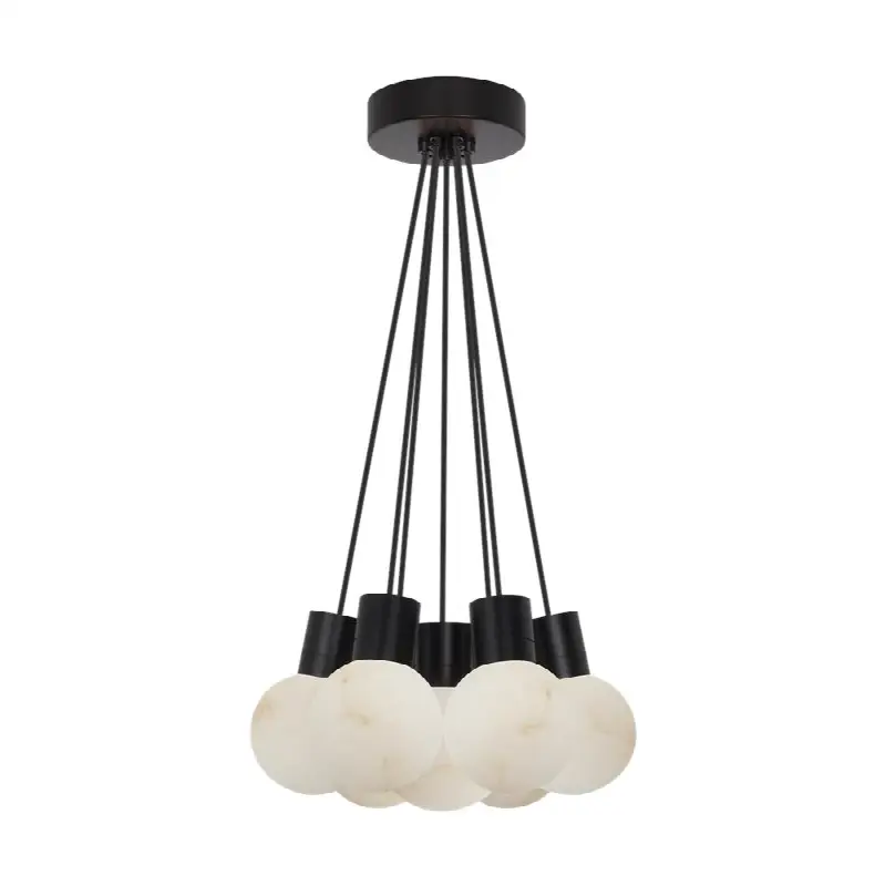 Mina Alabaster 7-Light Small Chandelier Black Cord