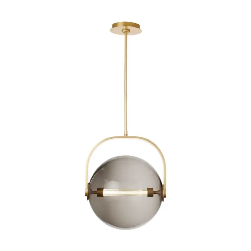 Fues Medium Pendant Transparent Smoke Natural Brass 2700K 90 CRI