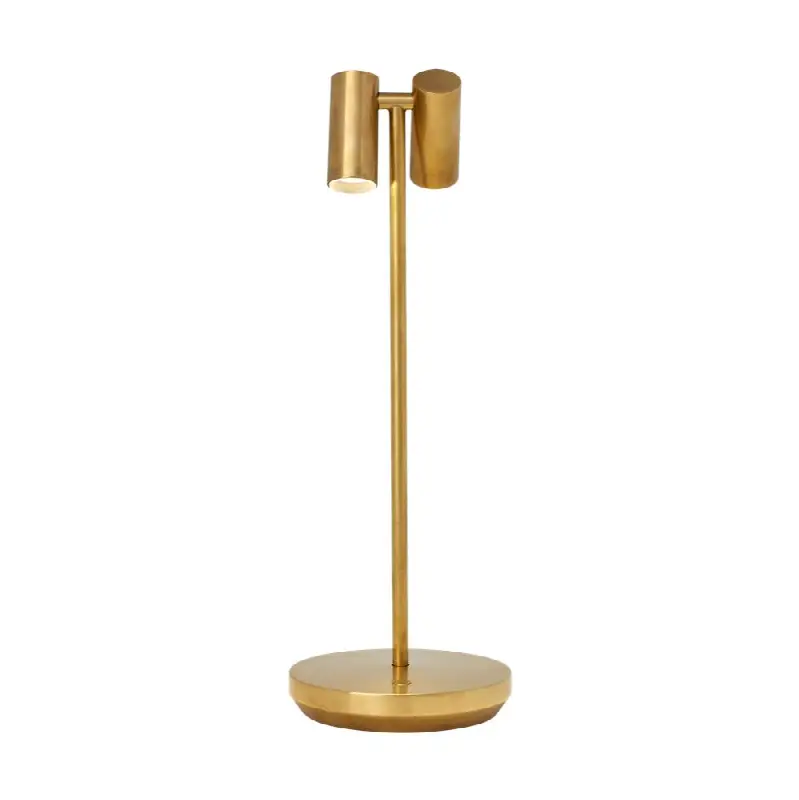 Doppia Accent Rechargeable Table Lamp Natural Brass 2700K 90 CRI wall charger included