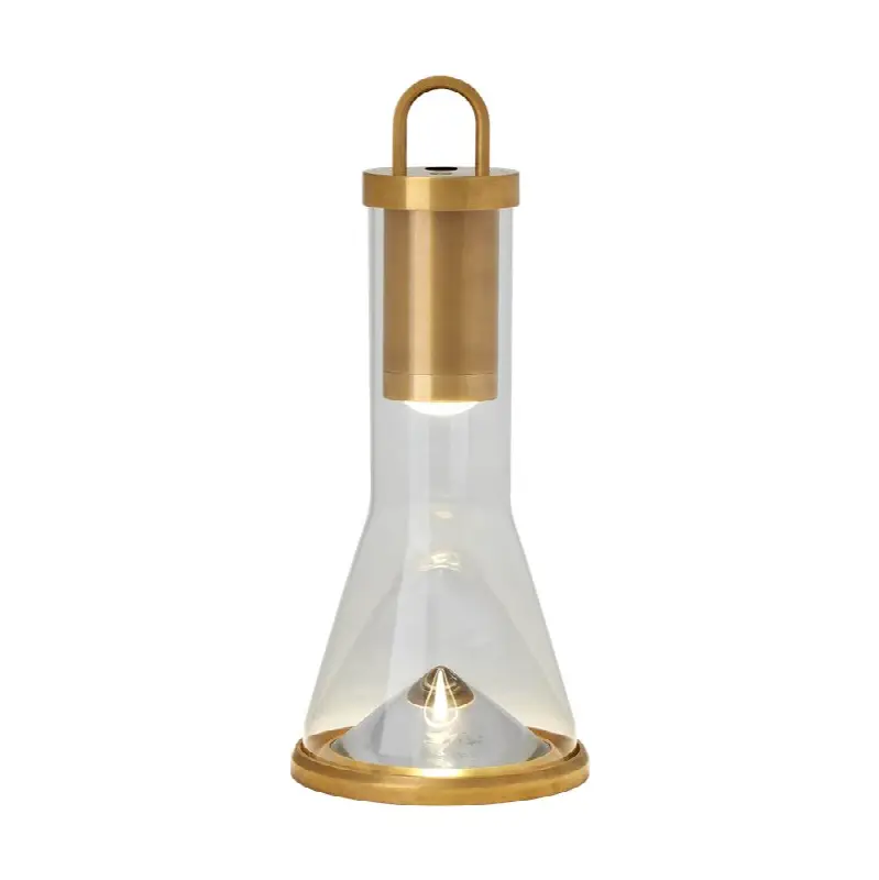 Kandella Accent Rechargeable Table Lamp Natural Brass 2700K 90 CRI wall charger included