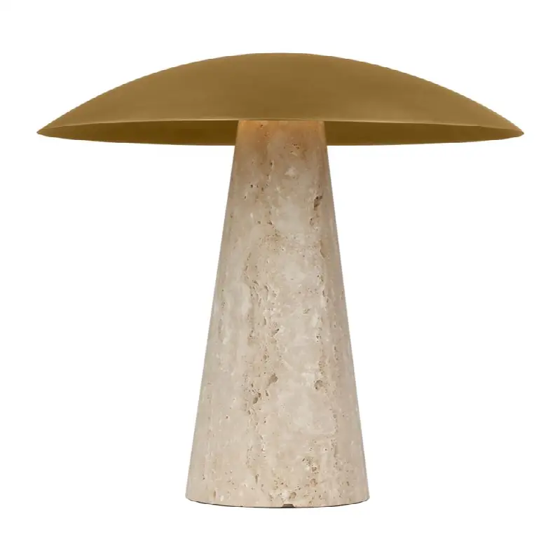 Aegis Medium Travertine Table Lamp Natural Brass/natural travertine 2700K 90 CRI