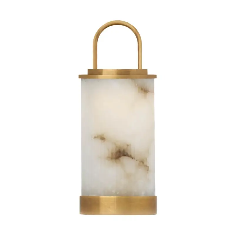 Tawa Alabaster Accent Rechargeable Table Lamp Alabaster Hand Rubbed Antique Brass 2700K 90 CRI