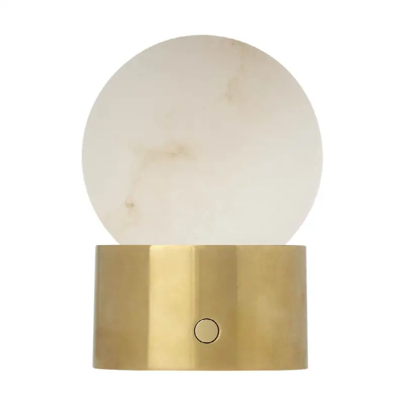 Mina Alabaster Accent Rechargeable Table Lamp Alabaster Hand Rubbed Antique Brass 2700K 90 CRI