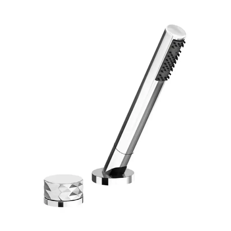 Deck mounted Roman diverter valve, Diamond cylinder handle and handshower assembly.