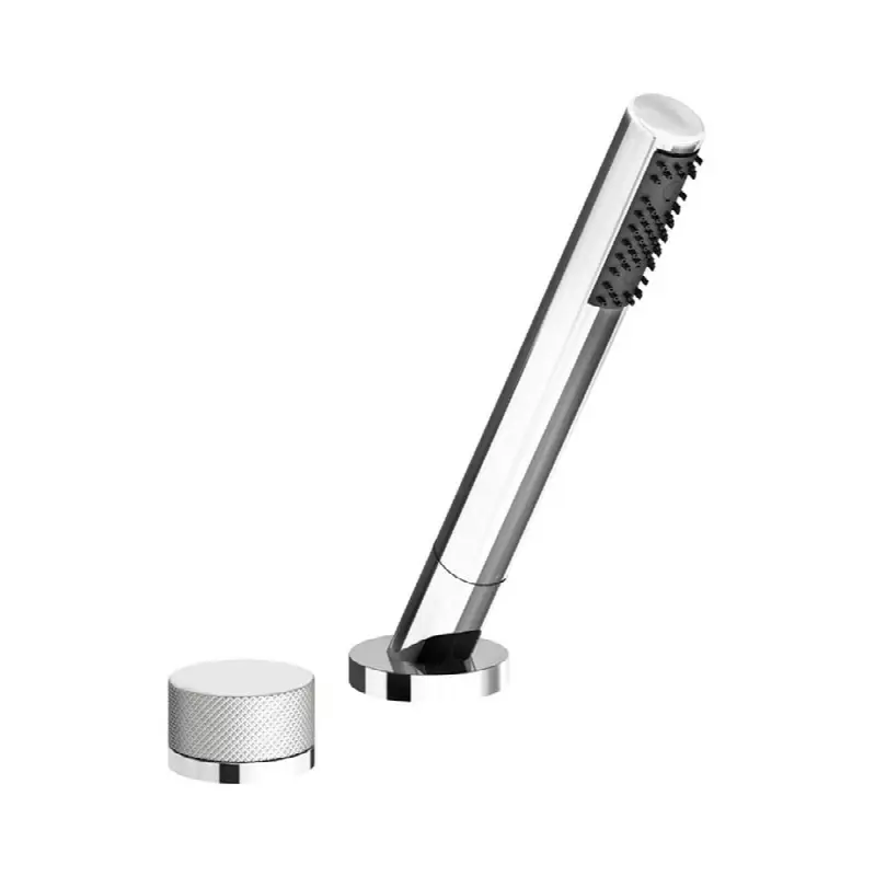 Deck mounted Roman diverter valve, Knurling cylinder handle and handshower assembly.