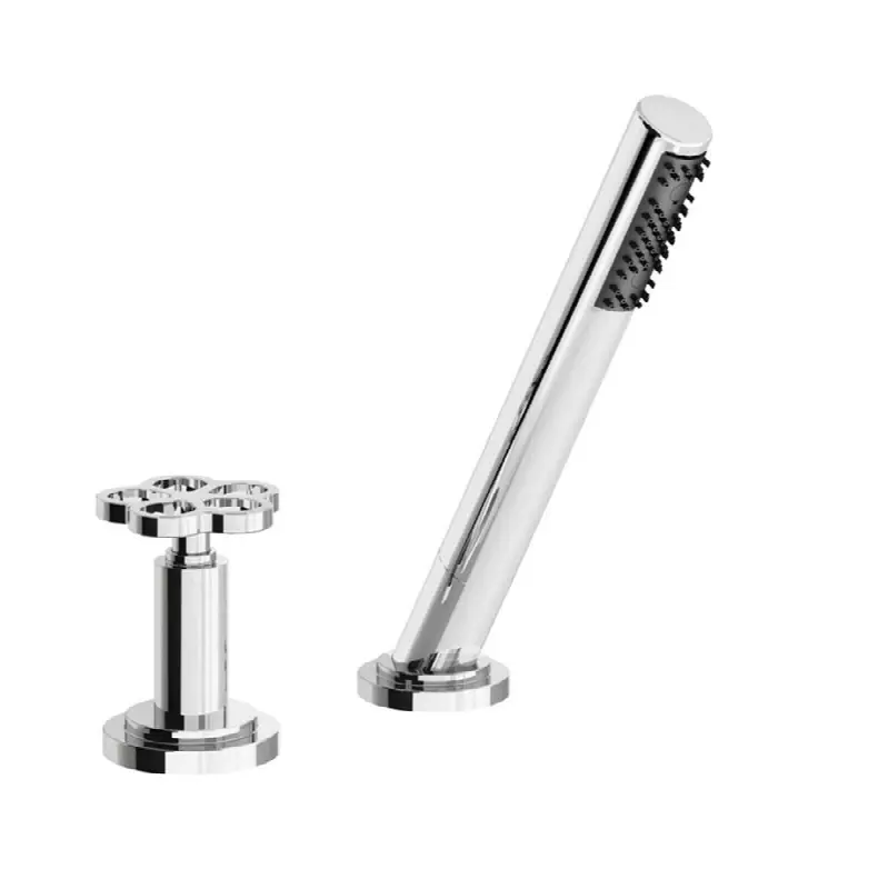 Deck mounted Roman diverter valve and handshower assembly