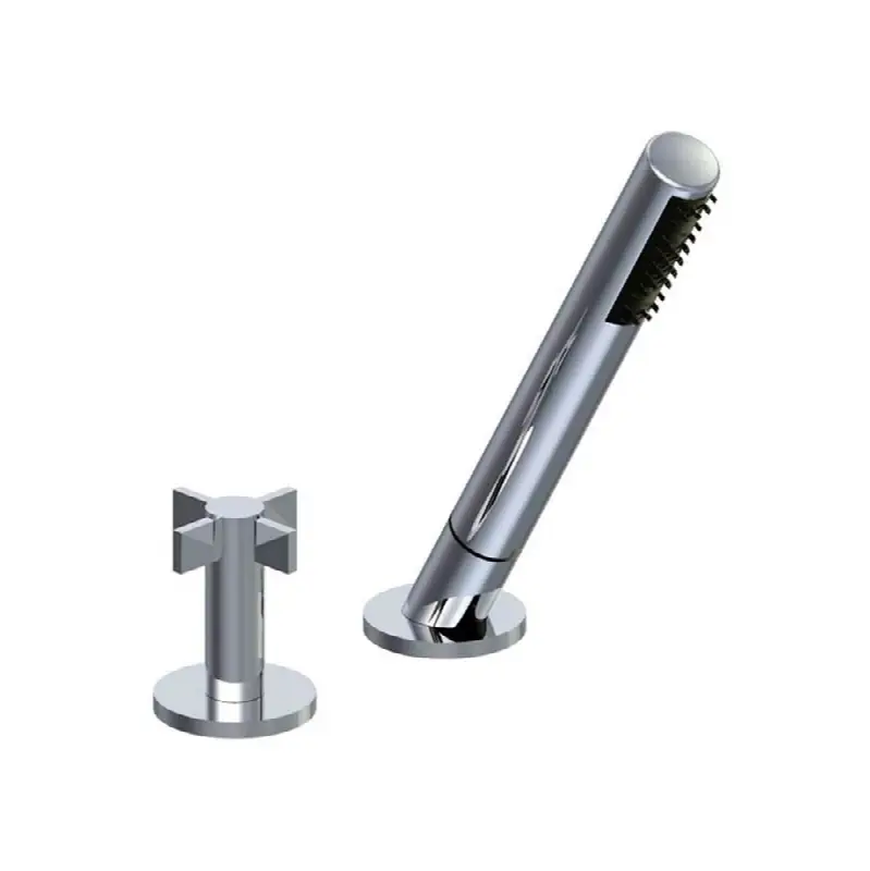 Deck mounted Roman diverter valve and handshower assembly