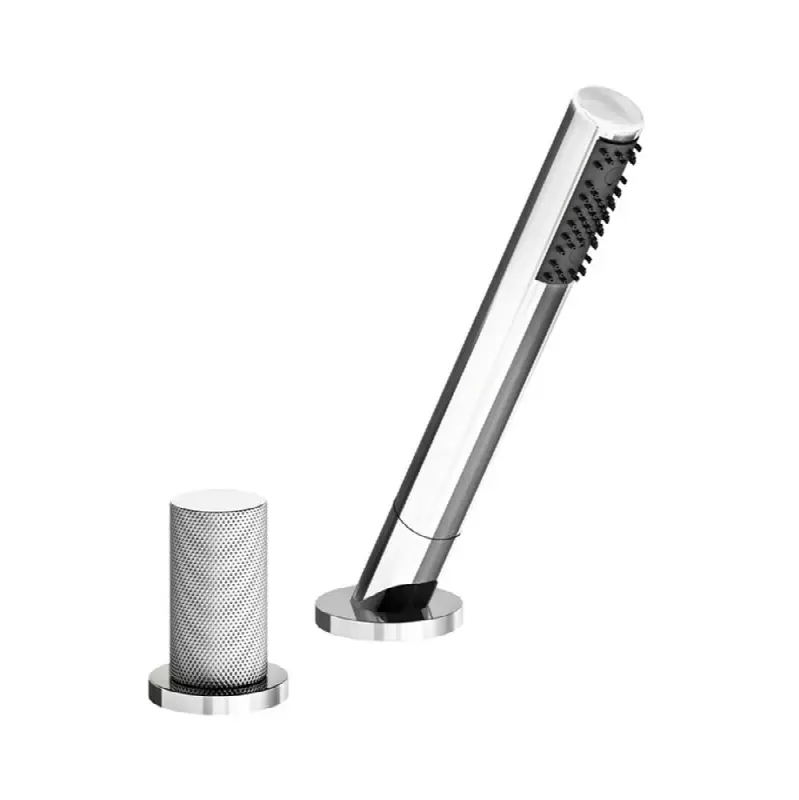 Deck mounted Roman diverter valve, Knurling cylinder handle and handshower assembly.