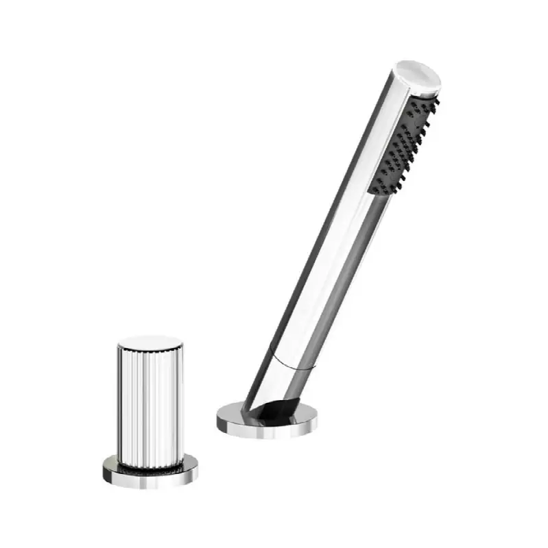 Deck mounted Roman diverter valve, Vertical Lines cylinder handle and handshower assembly.