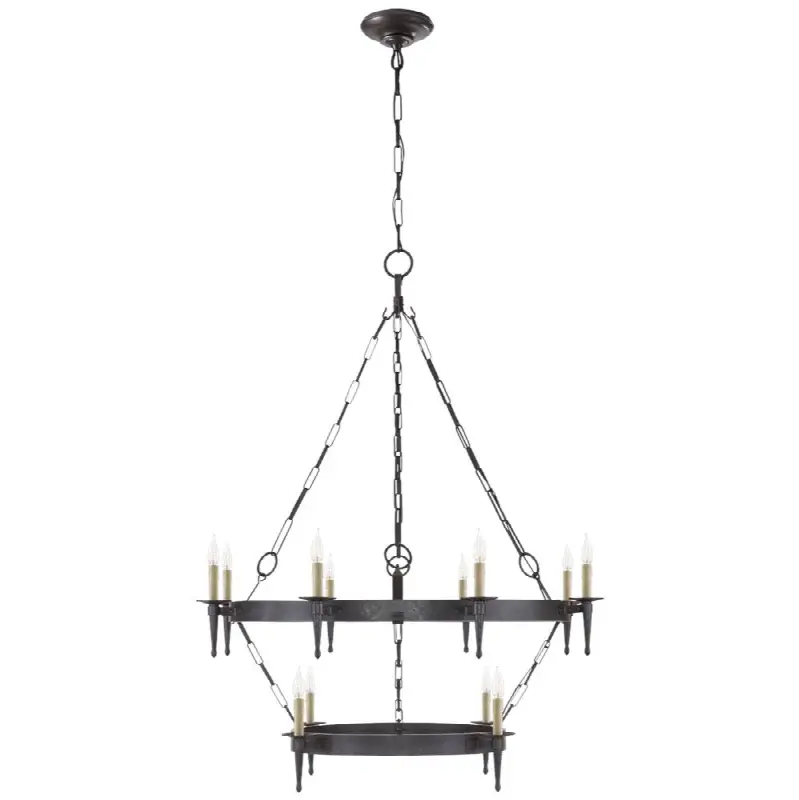 Branson Medium Two-tiered Ring Torch Chandelier
