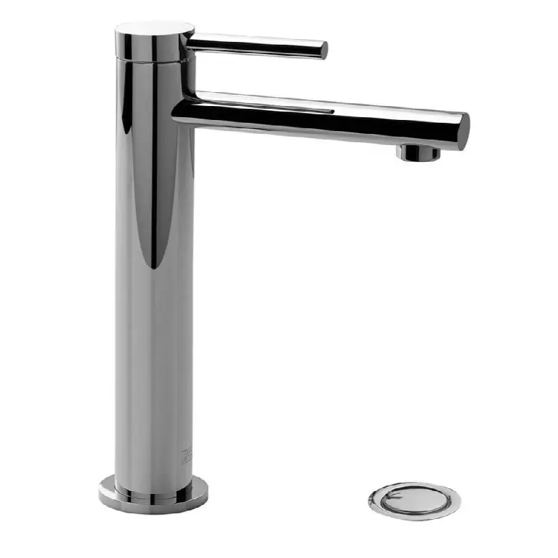 Tall vessel height, single handle luxury lavatory set, with push-down pop-up drain assembly (no lift rod)