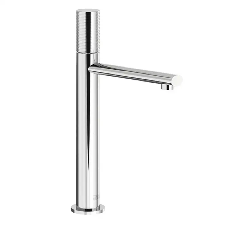 Tall vessel height, single handle luxury lavatory set, Rings cylinder handle with push-down pop-up drain assembly (no lift rod)