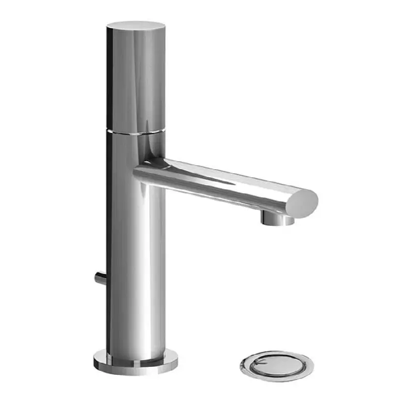 Single handle luxury lavatory set, plain cylinder handle, with pop-up drain assembly