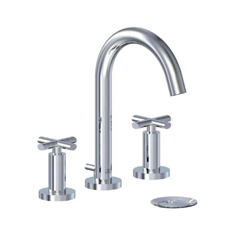 Widespread lavatory faucet with pop-up drain assembly
