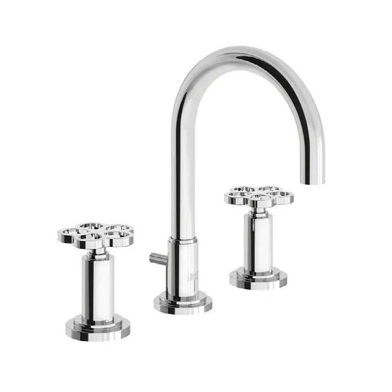 Widespread lavatory faucet with pop-up drain assembly