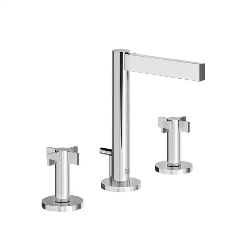 Widespread lavatory faucet with pop-up drain assembly