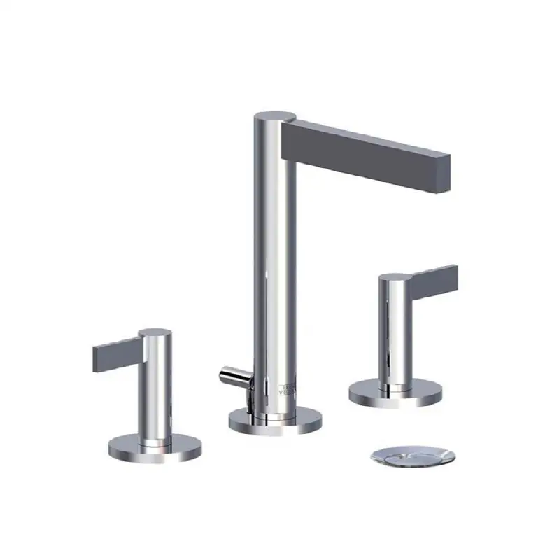 Widespread lavatory faucet with pop-up drain assembly